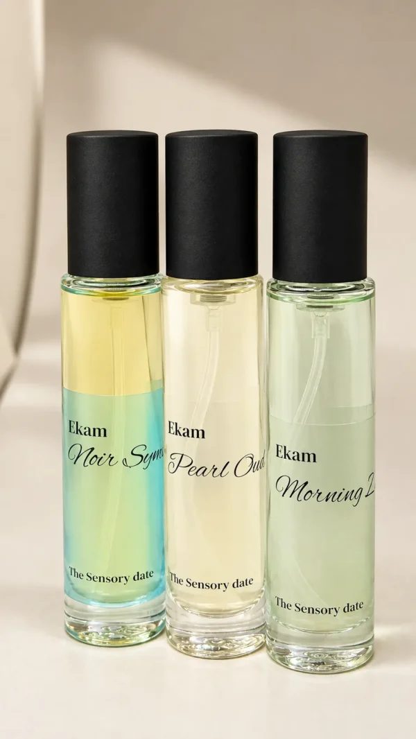 Ekam Collection: 3 x 15ml Luxury Elixir Travel Set | Noir Symphony, Morning Zen & Pearl Oudh