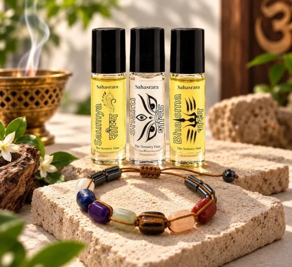 Sahasrara Sacred Perfume Oil Trio (3 x 6ml Roll-On Set) | Saumya, Bhasma & Shakti